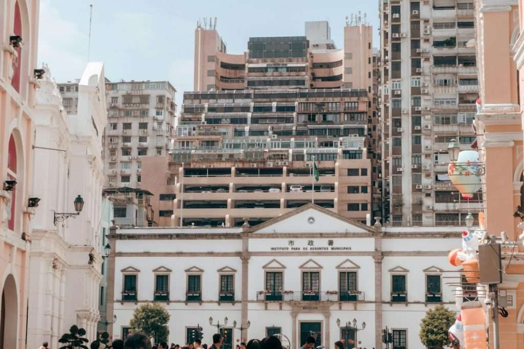 A sunny street in the historic centre of Macau
